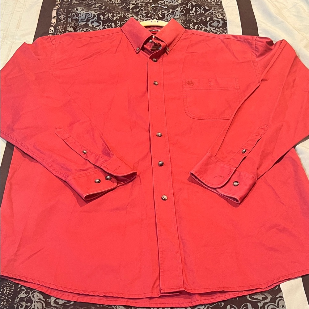 WRANGLER GEORGE STRAIT Men's Red Casual Button Down Shirt